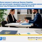 Набули чинності зміни до Закону України «Про організацію трудових відносин в умовах воєнного стану»