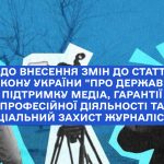 Внесення змін до статті 15 Закону України “Про державну підтримку медіа, гарантії професійної діяльності та соціальний захист журналіста”.